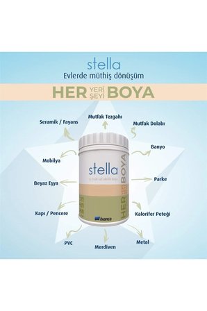 Stella Su Bazlı Saf Akrilik Boya Tüm Renkler 0,5Lt Her Yeri Boyar