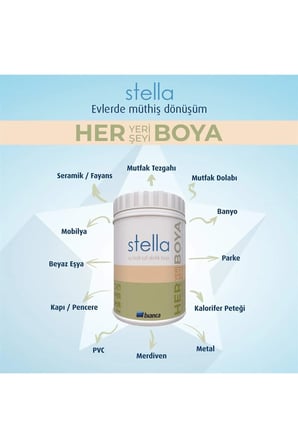 Stella Su Bazlı Saf Akrilik Boya Tüm Renkler 0,5Lt Her Yeri Boyar