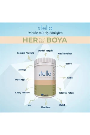 Stella Su Bazlı Saf Akrilik Boya Tüm Renkler 0,5Lt Her Yeri Boyar