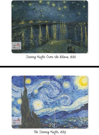 Night Series - A5, Van Gogh 4'lü Defter Seti I, Çizgisiz, Toplam 256 Sayfa, Her biri 64 Sayfa, Tel Dikiş, Esnek Kapak, Oval Kenar, Tuval Doku, 60 gram, Sarı Krem Renk
