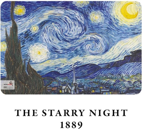 Night Series - A5, Van Gogh 4'lü Defter Seti I, Çizgisiz, Toplam 256 Sayfa, Her biri 64 Sayfa, Tel Dikiş, Esnek Kapak, Oval Kenar, Tuval Doku, 60 gram, Sarı Krem Renk