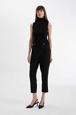 DeFacto Siyah Regular Fit Balıkçı Yaka Kolsuz Basic Düz Triko Kazak U8250AZ24AUBK27