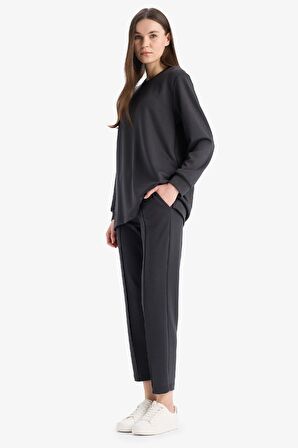 Regular Fit Esnek Belli Cepli Basic Düz Pantolon