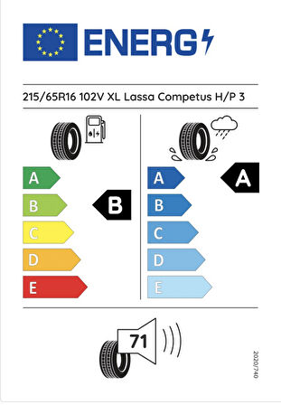 Lassa 215/65R16 102V Xl Competus H/P3 B-A-71 Yaz Suv Lastiği (Üretim Yılı: 2024)