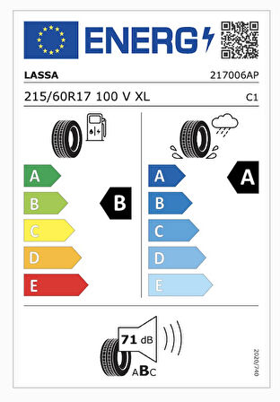 Lassa 215/60R17 100V Xl Competus H/P3 B-A-71 Yaz Suv Lastiği (Üretim Yılı: 2024)