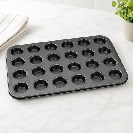 Mini Muffin Kalıbı 24 Gözlü – Yapışmaz Non Stick Mini Tart ve Cupcake Tepsisi – Karbon Çelik Fırın Kalıbı – Kek, Kurabiye ve Tatlı Yapımı İçin