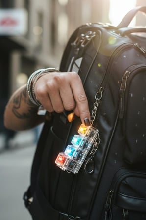 SYNEE Işıklı Mekanik Klavye Tuşlu Anahtarlık, Stres Azaltıcı Click Sesli, Şeffaf Tasarım, Çok Renkli LED, Fidget Oyuncağı