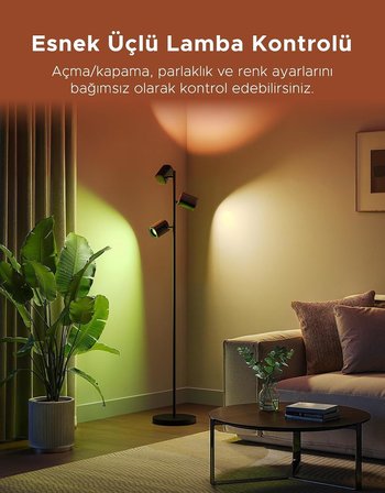 Üçlü Spot Aydınlatma Matter Destekli, 1500 Lümen Akıllı Köşe Lambası