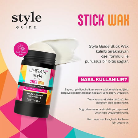 Style Guide Güçlü Tutuş Sağlayan Saç Sabitleyici Stick Wax 35 Gram