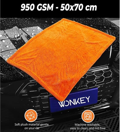 - Premium Oto Kurulama Havlusu 50x70 cm, Çift Taraflı Araba Yıkama Bezi, Araç Kurulama Havlu, Süper Emici Araç Kurulama Bezi – Profesyonel Araç Temizlik Havlusu- 950 GSM