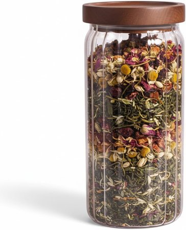 Akasya Kapaklı Çizgili Cam Kavanoz (1000ml /1 Litre) | Hava Geçirmez, Modern Fitilli Tasarım Gıda Saklama Kabı | Kahve, Çay, Kuruyemiş ve Bakliyat Kavanozu (9x20cm)