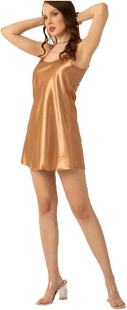 Ince Askılı Mini Saten Gecelik Yeni Sezon,Somun Xl/2Xl