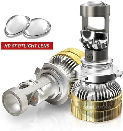 H7 Lazer Mercekli Far Ampulü Ufuk Çizgili Otomobil Araç Motosiklet Uyumlu Profesyonel Mini Projektör LED Beyaz Led Xenon Lamba 8200LM Şimşek Etkili Uzun Kısa 2 Adet 12/36v 55W