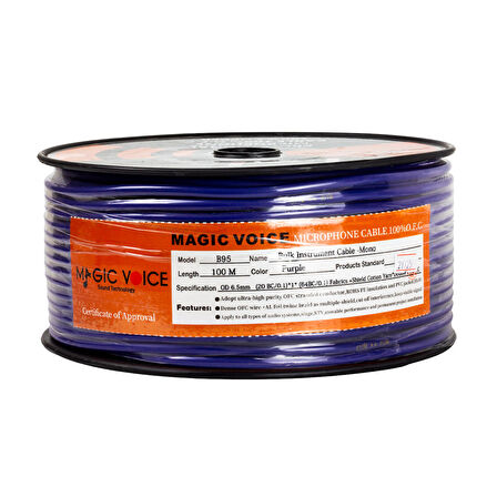 MAGICVOICE MİKROFON KABLOSU MONO 1.KALİTE 100 METRE MOR