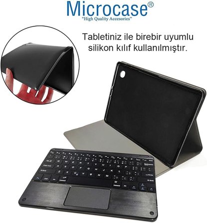 Microcase Samsung Galaxy Tab A9 Plus SM-X210 11 inch Tablet Bluetooth Touchpad Klavye + Standlı Suni Deri Kılıf -BKK5