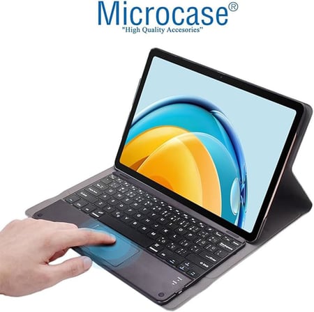 Microcase Samsung Galaxy Tab A9 Plus SM-X210 11 inch Tablet Bluetooth Touchpad Klavye + Standlı Suni Deri Kılıf -BKK5