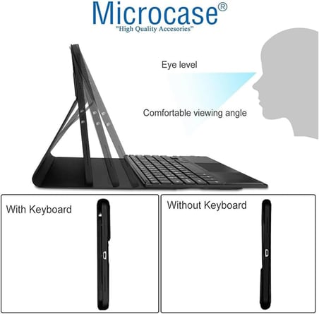 Microcase Samsung Galaxy Tab A9 Plus SM-X210 11 inch Tablet Bluetooth Touchpad Klavye + Standlı Suni Deri Kılıf -BKK5