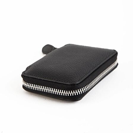 Hakiki Deri Fermuarlı Unisex Mini Cüzdan, El Yapımı, Hediye