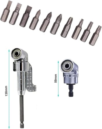12 Parça 1/4'' Bits Uç ve Köşe Vidalama Adaptörü Seti