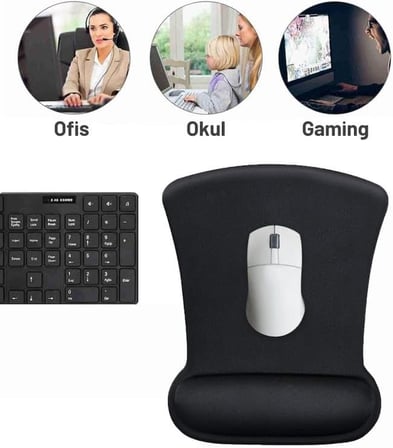 FlexPad Bilek Destekli Konfor Kaymaz Ergonomik Mouse Pad Siyah Siyah