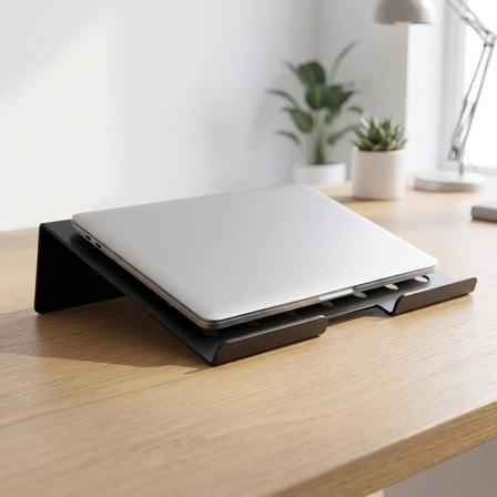 Deconox Metal Laptop Standı, Siyah Dizüstü Bilgisayar Yükseltici Stand, 38x26 cm Havalandırma Delikli Ergonomik Açılı Notebook Standı, Özel Boyalı Masaüstü Laptop Yükseltici