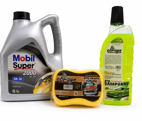 MOBİL SÜPER 2000 XE ACEA C2 5W-30 DPF MOTOR YAĞI 4 Litre + Oto Şampuan 1000 ml + Yıkama Süngeri