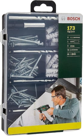 Bosch 2607019511 sabitleme için komple set, 173 adet, 4 uç