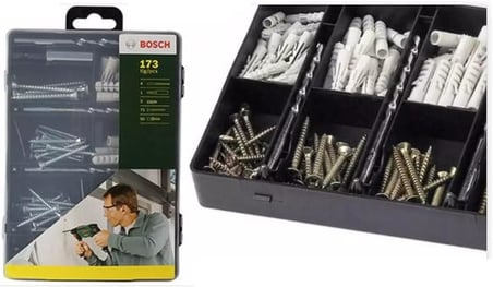 Bosch 2607019511 sabitleme için komple set, 173 adet, 4 uç