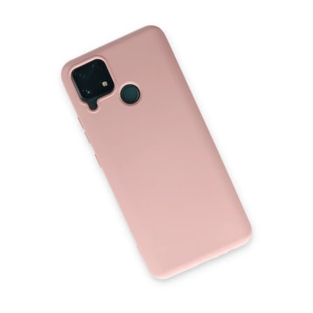 Realme C15 Kılıf Nano içi Kadife Silikon - Pudra