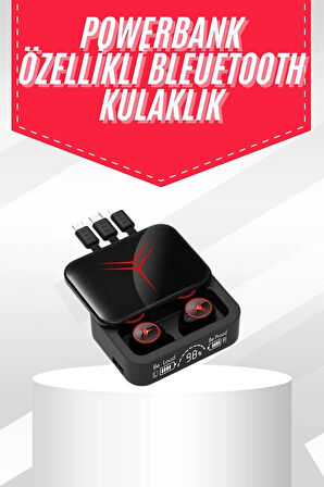 Kablosuz Şarj Göstergeli Powerbank Özellikli Bluetooth Kulaklık Çağrı Cevaplayabilen