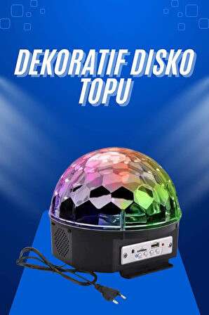 Disko Topu Renkli Işıklı Lazer Parti Bluetooth Bağlantılı Led Küre