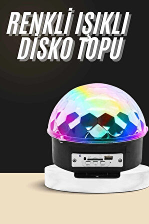 Disko Topu Renkli Işıklı Lazer Parti Bluetooth Bağlantılı Led Küre
