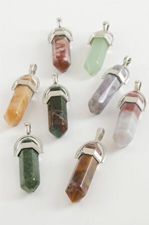 Karışık Akik Point Kolye Ucu