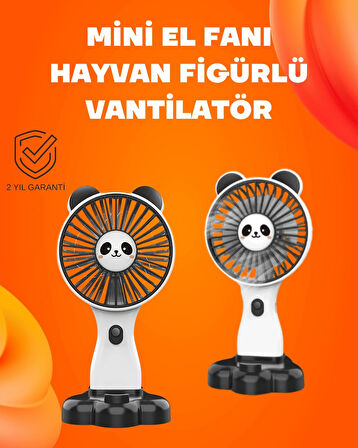 Mini Fan Hayvan Figürlü – Şarj Edilebilir Taşınabilir El Vantilatörü