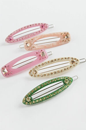 Karışık Taşlı Klipsli Toka