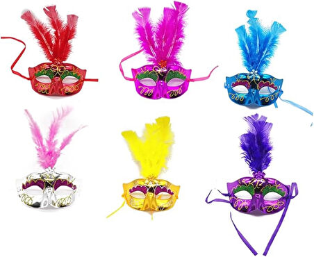 Kelebek ve Çiçek İşlemeli Venedik Maskesi Kırmızı Renk 10x18 cm