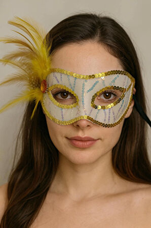 Siyah Renk Tüylü Siyah Süet Kaplama Parti Balo Maskesi 20X16 cm