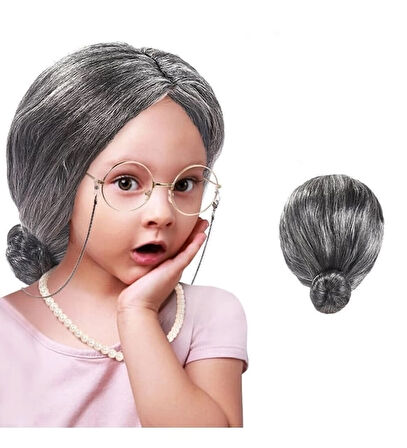 Siyah Renk Kıvırcık Afro Bonus Peruk Saç ve Kırmızı Sünger Burun Seti