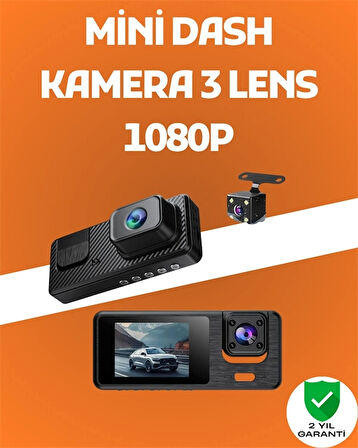 3 Kanallı Araç Kamerası – Full HD 1080P Kayıt, 2” Ekran, Park Gözetimi Desteği