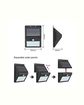 Hareket Sensörlü Solar Lamba | 120° Algılama Açısı, 3-4 Metre Mesafe, Suya Dayanıklı LED