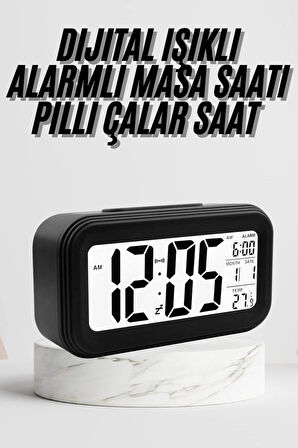 Dijital Masa Saati Termometre Takvim Led Ekran Pilli Ev Ofis Masası