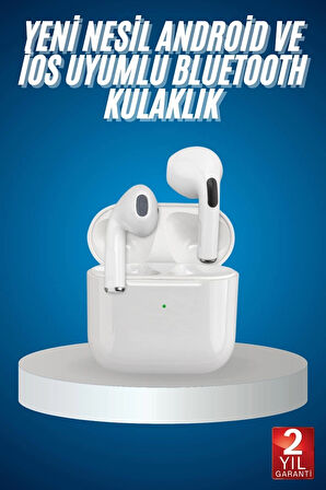 Bluetooth Kulaklık Beyaz Çağrı Cevaplama Dokunmatik Kontrol Kablosuz