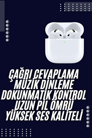 Bluetooth Kulaklık Beyaz Çağrı Cevaplama Dokunmatik Kontrol Kablosuz
