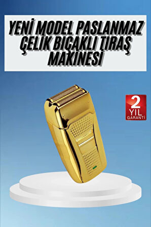 Sakal Kesme Tıraş Makinesi Paslanmaz Çelik Gold Şarjlı