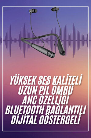 Boyun Askılı 100 Saat Kablosuz Kulaklık Göstergeli Bluetooth Kulaklık