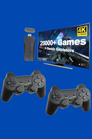 Retro Oyunlar 4k Game Stick 2.4g Kablosuz Çift Kol 3500 Oyun Atari