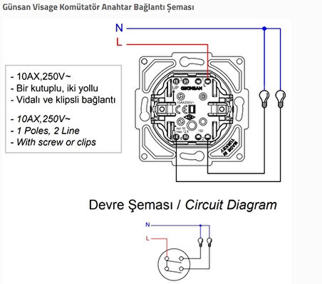 Visage Beyaz Komütatör Anahtar Çerçevesiz - Priz ve Anahtar İçin Uyumlu Çerçeve