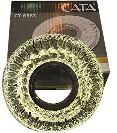 CATA CT 6583 Hanımeli Led Çerçeveli Günışığı Kristal Cam Spot Kasa - Priz ve Anahtar İçin Uyumlu Çerçeve