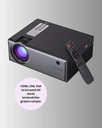 BUĞZ Yüksek Parlaklıkta Projeksiyon Cihazı – 1080p Destekli, Taşınabilir Ev Sineması Sistemi