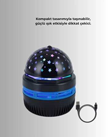BUĞZ 360° Dönen Galaxy Projektörlü Gece Lambası – Star Master Yıldızlı Gökyüzü Efekti